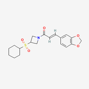 molecular formula C19H23NO5S B2369382 (E)-3-(benzo[d][1,3]dioxol-5-yl)-1-(3-(cyclohexylsulfonyl)azetidin-1-yl)prop-2-en-1-one CAS No. 1798418-29-7