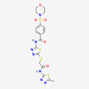 molecular formula C18H19N7O5S4 B2369386 N-(5-((2-((5-methyl-1,3,4-thiadiazol-2-yl)amino)-2-oxoethyl)thio)-1,3,4-thiadiazol-2-yl)-4-(morpholinosulfonyl)benzamide CAS No. 392319-41-4