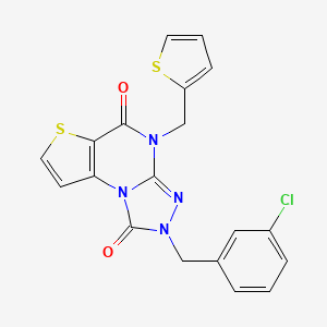 molecular formula C19H13ClN4O2S2 B2369387 2-(3-chlorobenzyl)-4-(thiophen-2-ylmethyl)thieno[2,3-e][1,2,4]triazolo[4,3-a]pyrimidine-1,5(2H,4H)-dione CAS No. 1358653-23-2