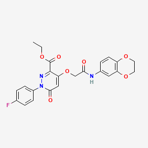 Ethyl 4-(2-((2,3-dihydrobenzo[b][1,4]dioxin-6-yl)amino)-2-oxoethoxy)-1-(4-fluorophenyl)-6-oxo-1,6-dihydropyridazine-3-carboxylate