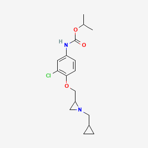 molecular formula C17H23ClN2O3 B2369400 Propan-2-yl N-[3-chloro-4-[[1-(cyclopropylmethyl)aziridin-2-yl]methoxy]phenyl]carbamate CAS No. 2418678-68-7