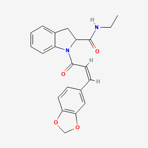 molecular formula C21H20N2O4 B2369408 (Z)-1-(3-(benzo[d][1,3]dioxol-5-yl)acryloyl)-N-ethylindoline-2-carboxamide CAS No. 1101640-13-4