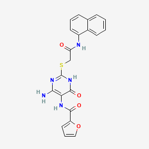 molecular formula C21H17N5O4S B2369425 N-(4-amino-2-((2-(naphthalen-1-ylamino)-2-oxoethyl)thio)-6-oxo-1,6-dihydropyrimidin-5-yl)furan-2-carboxamide CAS No. 868225-95-0