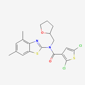 molecular formula C19H18Cl2N2O2S2 B2369427 2,5-二氯-N-(4,6-二甲苯并[d]噻唑-2-基)-N-((四氢呋喃-2-基)甲基)噻吩-3-甲酰胺 CAS No. 920210-98-6