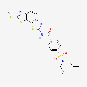 molecular formula C22H24N4O3S4 B2369433 4-(dipropylsulfamoyl)-N-(2-methylsulfanyl-[1,3]thiazolo[4,5-g][1,3]benzothiazol-7-yl)benzamide CAS No. 361173-14-0