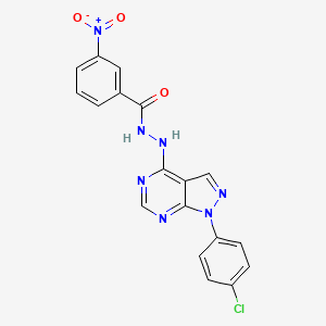 molecular formula C18H12ClN7O3 B2369457 N'-[1-(4-chlorophenyl)-1H-pyrazolo[3,4-d]pyrimidin-4-yl]-3-nitrobenzohydrazide CAS No. 881073-47-8