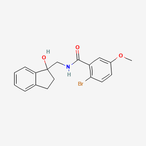 molecular formula C18H18BrNO3 B2369467 2-Bromo-N-[(1-hydroxy-2,3-dihydroinden-1-yl)methyl]-5-methoxybenzamide CAS No. 1396875-51-6