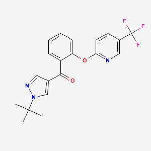 molecular formula C20H18F3N3O2 B2369482 [1-(tert-butyl)-1H-pyrazol-4-yl](2-{[5-(trifluoromethyl)-2-pyridinyl]oxy}phenyl)methanone CAS No. 955976-65-5