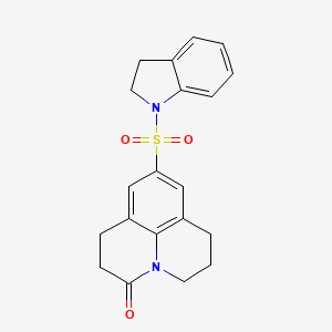 molecular formula C20H20N2O3S B2369484 9-(indolin-1-ylsulfonyl)-1,2,6,7-tetrahydropyrido[3,2,1-ij]quinolin-3(5H)-one CAS No. 896357-78-1