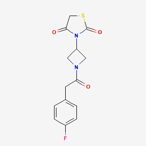 molecular formula C14H13FN2O3S B2369512 3-(1-(2-(4-氟苯基)乙酰)氮杂环丁-3-基)噻唑烷-2,4-二酮 CAS No. 1790199-81-3