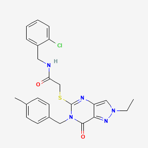 molecular formula C24H24ClN5O2S B2369520 N-(2-chlorobenzyl)-2-((2-ethyl-6-(4-methylbenzyl)-7-oxo-6,7-dihydro-2H-pyrazolo[4,3-d]pyrimidin-5-yl)thio)acetamide CAS No. 932338-85-7