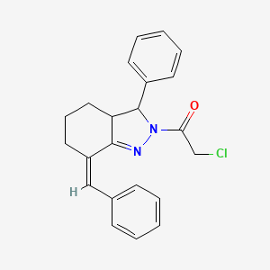 molecular formula C22H21ClN2O B2369521 1-[(7Z)-7-亚苄基-3-苯基-3a,4,5,6-四氢-3H-吲唑-2-基]-2-氯乙酮 CAS No. 83391-21-3
