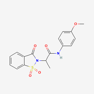 molecular formula C17H16N2O5S B2369530 2-(1,1-dioxido-3-oxobenzo[d]isothiazol-2(3H)-yl)-N-(4-methoxyphenyl)propanamide CAS No. 899757-98-3