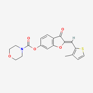 molecular formula C19H17NO5S B2369535 (Z)-2-((3-甲硫代吩-2-基)亚甲基)-3-氧代-2,3-二氢苯并呋喃-6-基吗啉-4-羧酸酯 CAS No. 622795-25-9