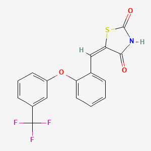 molecular formula C17H10F3NO3S B2369556 (5E)-5-({2-[3-(三氟甲基)苯氧基]苯基}亚甲基)-1,3-噻唑烷-2,4-二酮 CAS No. 917607-23-9
