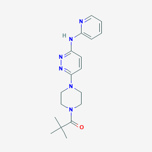 molecular formula C18H24N6O B2369561 2,2-二甲基-1-(4-(6-(吡啶-2-基氨基)吡啶-3-基)哌嗪-1-基)丙烷-1-酮 CAS No. 1021249-35-3
