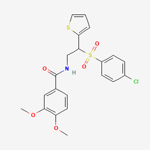 N-(2-((4-chlorophenyl)sulfonyl)-2-(thiophen-2-yl)ethyl)-3,4-dimethoxybenzamide