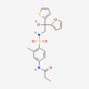 N-(4-(N-(2-(furan-2-yl)-2-hydroxy-2-(thiophen-2-yl)ethyl)sulfamoyl)-3-methylphenyl)propionamide