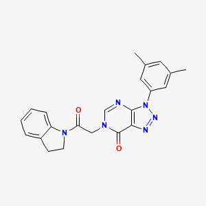 molecular formula C22H20N6O2 B2369569 6-[2-(2,3-Dihydroindol-1-yl)-2-oxoethyl]-3-(3,5-dimethylphenyl)triazolo[4,5-d]pyrimidin-7-one CAS No. 888423-05-0