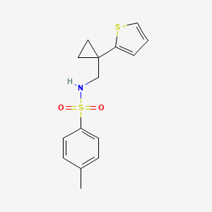 molecular formula C15H17NO2S2 B2369580 4-methyl-N-((1-(thiophen-2-yl)cyclopropyl)methyl)benzenesulfonamide CAS No. 1207022-75-0