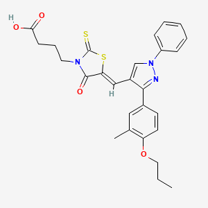 4-[(5Z)-5-[[3-(3-methyl-4-propoxyphenyl)-1-phenylpyrazol-4-yl]methylidene]-4-oxo-2-sulfanylidene-1,3-thiazolidin-3-yl]butanoic acid