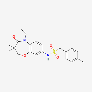 molecular formula C21H26N2O4S B2369590 N-(5-ethyl-3,3-dimethyl-4-oxo-2,3,4,5-tetrahydrobenzo[b][1,4]oxazepin-8-yl)-1-(p-tolyl)methanesulfonamide CAS No. 922098-20-2