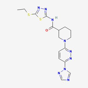 N-(5-Ethylsulfanyl-1,3,4-thiadiazol-2-yl)-1-[6-(1,2,4-triazol-1-yl)pyridazin-3-yl]piperidine-3-carboxamide