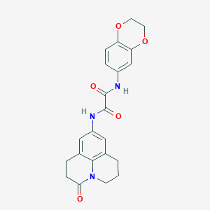 N1-(2,3-dihydrobenzo[b][1,4]dioxin-6-yl)-N2-(3-oxo-1,2,3,5,6,7-hexahydropyrido[3,2,1-ij]quinolin-9-yl)oxalamide