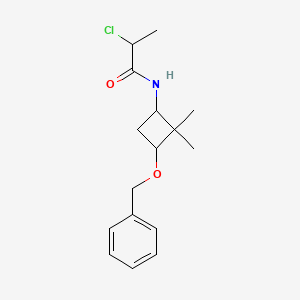 molecular formula C16H22ClNO2 B2369632 2-Chloro-N-(2,2-dimethyl-3-phenylmethoxycyclobutyl)propanamide CAS No. 2164966-11-2