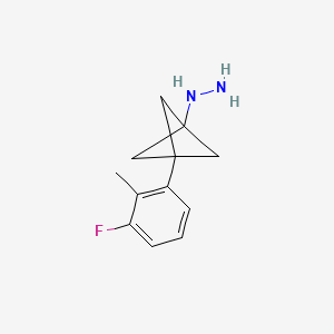 molecular formula C12H15FN2 B2369638 [3-(3-Fluoro-2-methylphenyl)-1-bicyclo[1.1.1]pentanyl]hydrazine CAS No. 2287343-02-4