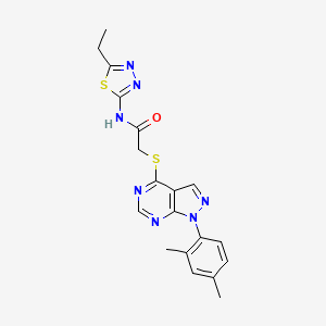 molecular formula C19H19N7OS2 B2369645 2-((1-(2,4-dimethylphenyl)-1H-pyrazolo[3,4-d]pyrimidin-4-yl)thio)-N-(5-ethyl-1,3,4-thiadiazol-2-yl)acetamide CAS No. 893928-69-3