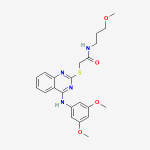 molecular formula C22H26N4O4S B2369648 2-[4-(3,5-dimethoxyanilino)quinazolin-2-yl]sulfanyl-N-(3-methoxypropyl)acetamide CAS No. 688356-37-8