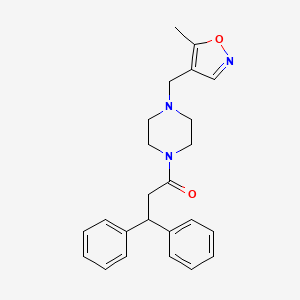 molecular formula C24H27N3O2 B2369650 1-(4-((5-Methylisoxazol-4-yl)methyl)piperazin-1-yl)-3,3-diphenylpropan-1-one CAS No. 2034542-10-2