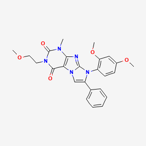 molecular formula C25H25N5O5 B2369655 8-(2,4-dimethoxyphenyl)-3-(2-methoxyethyl)-1-methyl-7-phenyl-1H-imidazo[2,1-f]purine-2,4(3H,8H)-dione CAS No. 896296-88-1