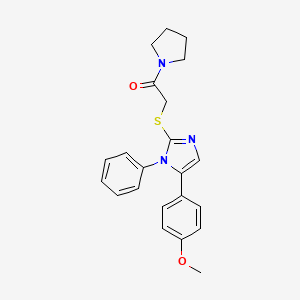 molecular formula C22H23N3O2S B2369661 2-((5-(4-甲氧基苯基)-1-苯基-1H-咪唑-2-基)硫代)-1-(吡咯烷-1-基)乙酮 CAS No. 1207020-93-6