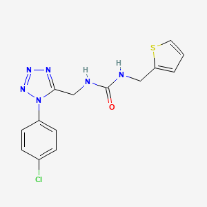 molecular formula C14H13ClN6OS B2369690 1-((1-(4-chlorophenyl)-1H-tetrazol-5-yl)methyl)-3-(thiophen-2-ylmethyl)urea CAS No. 941875-78-1