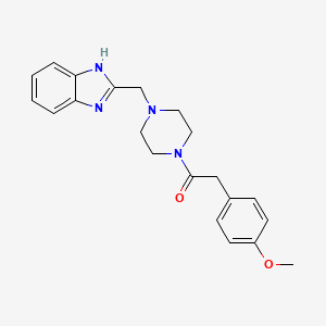 molecular formula C21H24N4O2 B2369700 1-(4-((1H-benzo[d]imidazol-2-yl)methyl)piperazin-1-yl)-2-(4-methoxyphenyl)ethanone CAS No. 1171429-24-5