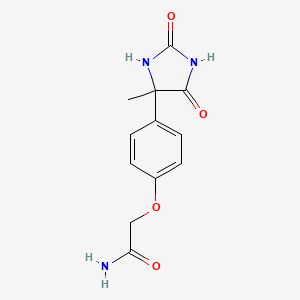 molecular formula C12H13N3O4 B2369708 2-[4-(4-甲基-2,5-二氧代咪唑啉-4-基)苯氧基]乙酰胺 CAS No. 956574-50-8