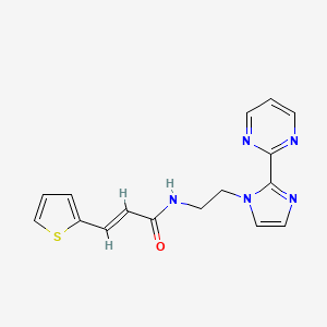 molecular formula C16H15N5OS B2369722 (E)-N-(2-(2-(嘧啶-2-基)-1H-咪唑-1-基)乙基)-3-(噻吩-2-基)丙烯酰胺 CAS No. 1798420-60-6