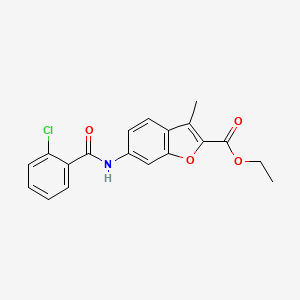 molecular formula C19H16ClNO4 B2369725 Ethyl 6-(2-chlorobenzamido)-3-methylbenzofuran-2-carboxylate CAS No. 923250-11-7