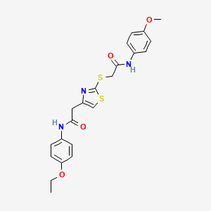 molecular formula C22H23N3O4S2 B2369729 N-(4-乙氧基苯基)-2-(2-((2-((4-甲氧基苯基)氨基)-2-氧代乙基)硫代)噻唑-4-基)乙酰胺 CAS No. 941921-47-7