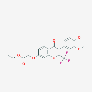 molecular formula C22H19F3O7 B2369731 ethyl {[3-(3,4-dimethoxyphenyl)-4-oxo-2-(trifluoromethyl)-4H-chromen-7-yl]oxy}acetate CAS No. 307534-89-0