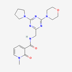 molecular formula C19H25N7O3 B2369739 1-methyl-N-((4-morpholino-6-(pyrrolidin-1-yl)-1,3,5-triazin-2-yl)methyl)-2-oxo-1,2-dihydropyridine-3-carboxamide CAS No. 2034472-27-8