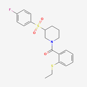 (2-(Ethylthio)phenyl)(3-((4-fluorophenyl)sulfonyl)piperidin-1-yl)methanone