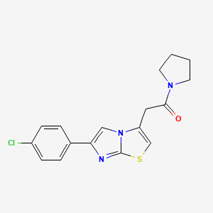 molecular formula C17H16ClN3OS B2369749 2-(6-(4-氯苯基)咪唑并[2,1-b]噻唑-3-基)-1-(吡咯烷-1-基)乙酮 CAS No. 897458-21-8