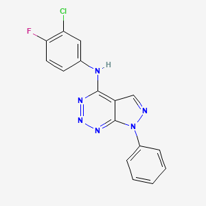 molecular formula C16H10ClFN6 B2369751 N-(3-chloro-4-fluorophenyl)-7-phenyl-7H-pyrazolo[3,4-d][1,2,3]triazin-4-amine CAS No. 1226447-33-1