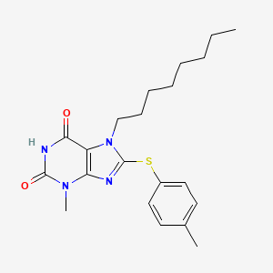 molecular formula C21H28N4O2S B2369753 3-methyl-7-octyl-8-(p-tolylthio)-1H-purine-2,6(3H,7H)-dione CAS No. 868213-90-5