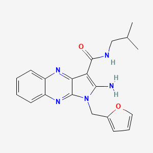 molecular formula C20H21N5O2 B2369756 2-amino-1-(furan-2-ylmethyl)-N-(2-methylpropyl)pyrrolo[3,2-b]quinoxaline-3-carboxamide CAS No. 836650-09-0