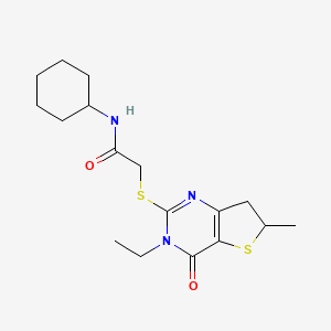 N-cyclohexyl-2-[(3-ethyl-6-methyl-4-oxo-6,7-dihydrothieno[3,2-d]pyrimidin-2-yl)sulfanyl]acetamide