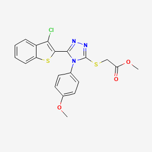 molecular formula C20H16ClN3O3S2 B2369766 methyl 2-((5-(3-chlorobenzo[b]thiophen-2-yl)-4-(4-methoxyphenyl)-4H-1,2,4-triazol-3-yl)thio)acetate CAS No. 690246-54-9